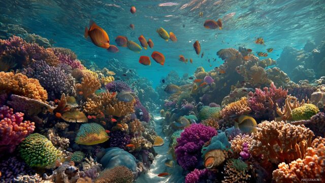 Desktop Image Desktop Wallpaper HD, A Vibrant Coral Reef Teeming With Colorful Fish And Underwater Life