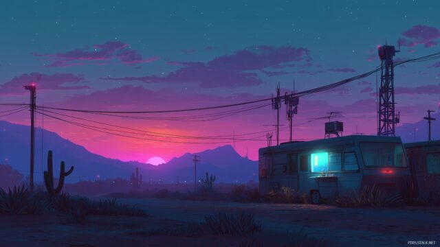 Desktop Image Desktop Wallpaper Ultra HD, A Retro Futuristic Landscape With Neon Lights And Wild Desert Vistas