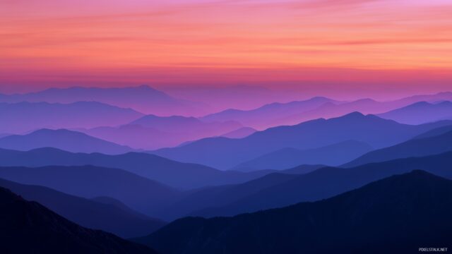 Desktop Image Wide Screen Desktop Wallpaper, A Serene Mountain Range At Dusk With A Breathtaking Display Of Colors