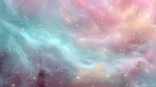 Desktop nebula hd wallpapers, a serene and calming nebula filled with soft pastel colors and sparkling stardust,.