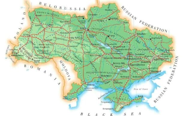 The detailed map of Ukraine shows cities and borders clearly for Ukraine wallpapers, 2K Desktop Wallpaper