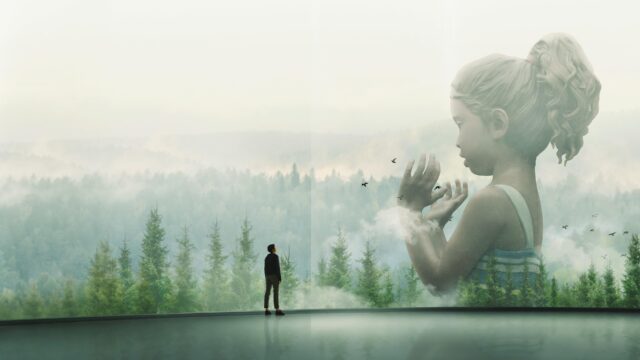 Devs TV Series Wallpaper Forest And Giant Figure Scene