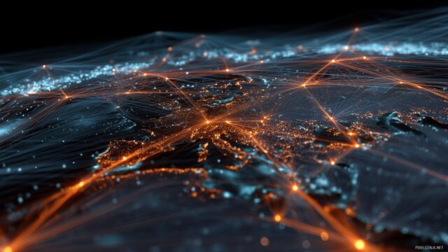 Digital Full HD Desktop Image, A Web Of Interconnected Cyber Networks Showcasing The Flow Of Data Across The Globe