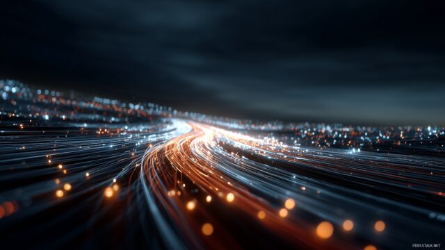 Digital Image High Quality, A Scenic View Of An Abstract Internet Highway Filled With Digital Lights And Data Flows