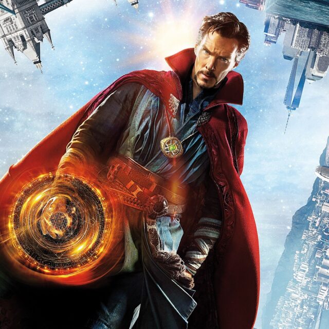 Doctor Strange Casting Magic Spell with Cityscape Background Movie Wallpaper