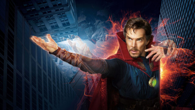 Doctor Strange Casting Magic Spells in Urban Cityscape Wallpaper