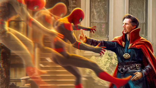 Doctor Strange Creating Portal to Capture Spider Man Multiple Versions Wallpaper