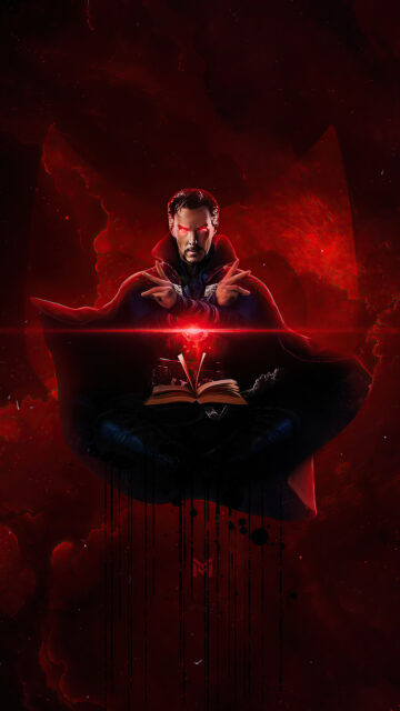Doctor Strange Dark Magic Red Eyes Mystic Spellbook Wallpaper