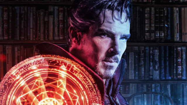 Doctor Strange Magical Spell Casting in Library Dark Fantasy Wallpaper