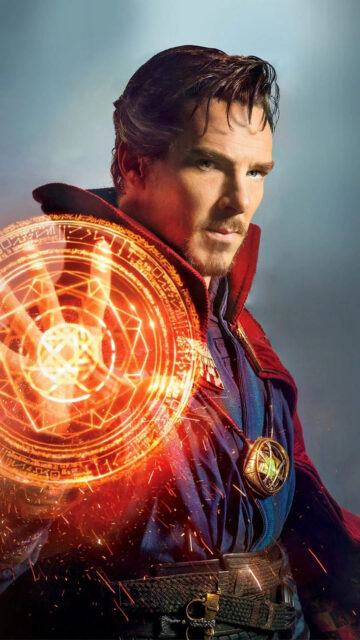 Doctor Strange casting magical spell with glowing mandala effect wallpaper