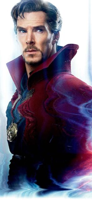 Doctor Strange intense portrait with mystical cloak and magical aura wallpaper