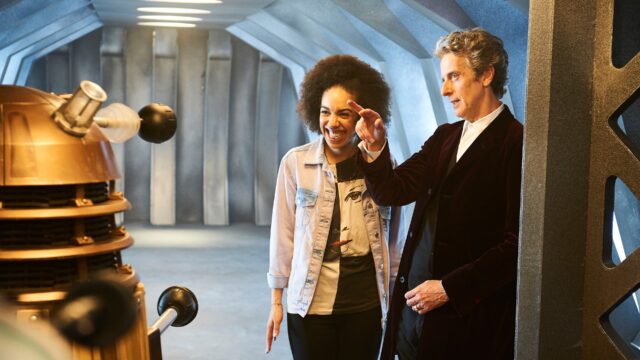 Doctor Who Peter Capaldi Engages With Dalek Scene Wallpaper