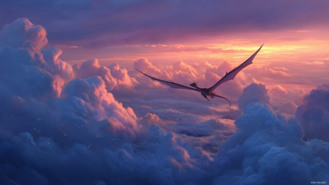 Dragon Background HD, A Majestic Dragon Soaring Through The Clouds Under A Vibrant Sunset, Capturing The Essence Of Fantasy