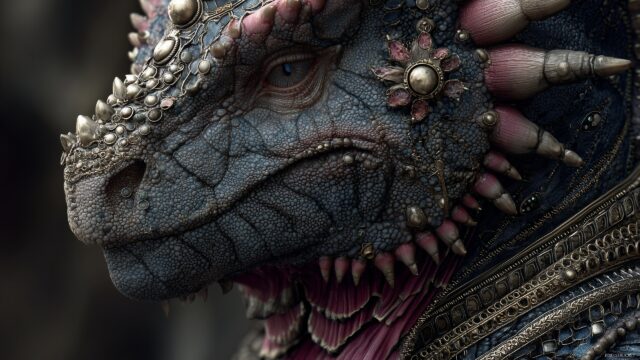 Dragon Desktop Background Ultra HD, A Stunningly Detailed Dragon Adorned With Jewels And Armor, Exuding Strength And Beauty In Every Scale