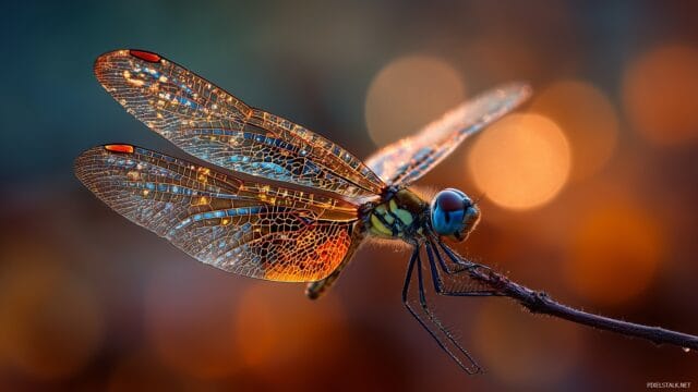 Dragonfly Background HD For Desktop Computer, A Crystal Clear Image Of A Dragonfly Basking In The Sunlight With Intricate Details On Its Wings