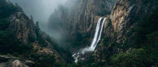Dual Monitor Images HD Wallpaper Free Download, A Dramatic Waterfall Cascading Down Rugged Cliffs, Perfect For Dual Monitor Landscapes