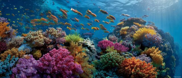 Dual Monitor Images Wallpaper HD For PC, A Captivating Underwater Scene Filled With Colorful Coral Reefs And Fish, Great For Dual Display Backgrounds