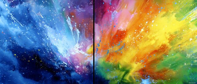 Dual Monitor Images High Definition Wallpaper, An Energetic Abstract Splash Of Colors With Modern Artistic Flair Designed For Dual Monitors