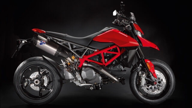 Ducati Hypermotard 950 Red Motorcycle Side View High Resolution Wallpaper