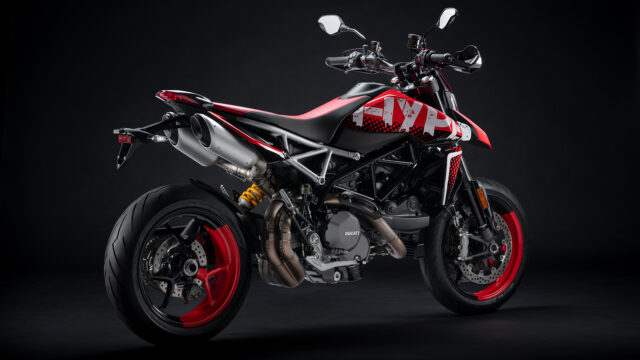 Ducati Hypermotard 950 Red and Black Stunning Motorcycle Wallpaper Background