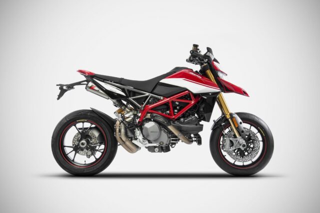Ducati Hypermotard 950 Red and White Motorcycle Side View Wallpaper (1)