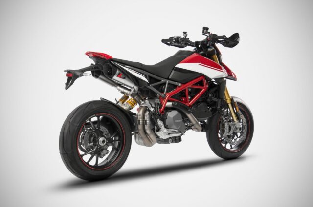 Ducati Hypermotard 950 Red and White Motorcycle Side View Wallpaper