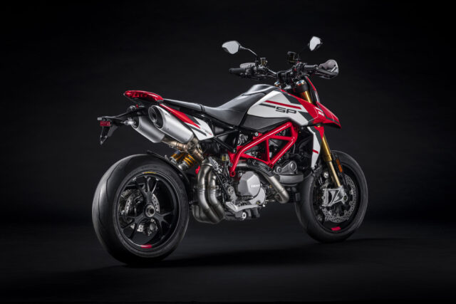 Ducati Hypermotard 950 SP Motorcycle Rear View Wallpaper in Studio Light