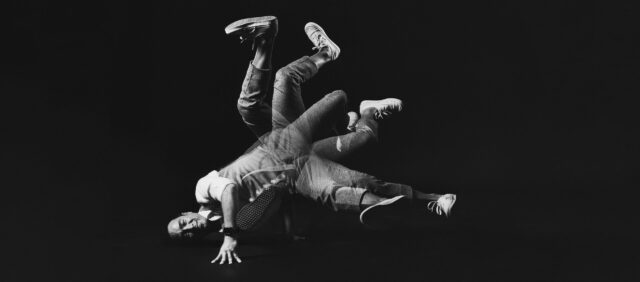 Dynamic Breakdancing Art Black And White Wallpaper