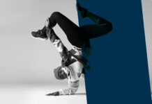 Dynamic Breakdancing Pose Wallpaper In Black And White