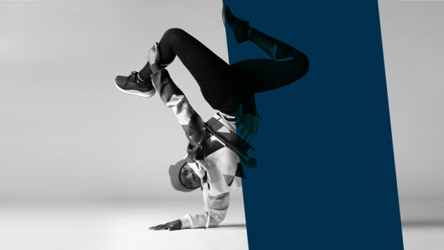 Dynamic Breakdancing Pose Wallpaper In Black And White