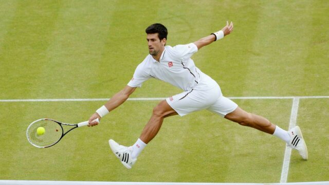 Dynamic Novak Djokovic Tennis Action Wallpaper