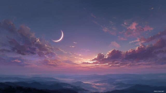 Eclipse wallpaper HD aesthetic, a dreamy interpretation of an eclipse painting the sky in pastel colors, merging night and day in harmony.