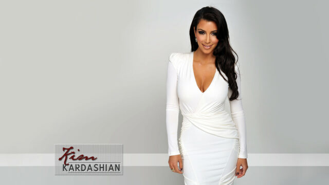 Elegant Kim Kardashian In White Dress Stunning Wallpaper For Fans