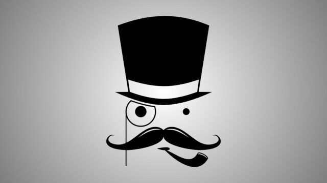 Elegant Mustache Wallpaper with Top Hat and Monocle Minimalist Design