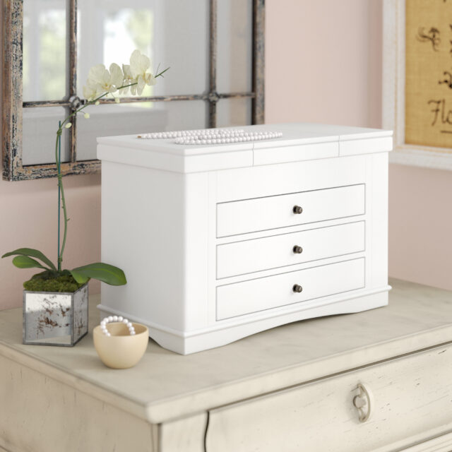 Elegant White Jewelry Box With Orchid Décor