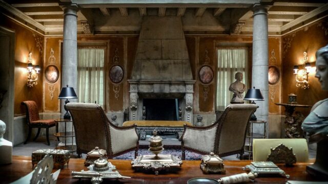 Elegant vintage living room interior in Hannibal TV series wallpapers collection