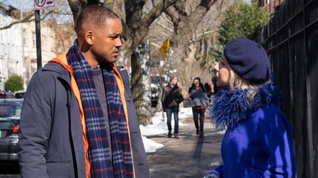 Emotional Street Encounter In Winter Scene From Collateral Beauty