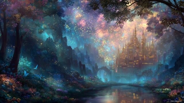 Fairy Desktop Wallpaper Full HD, Mesmerizing View Of A Fairy Kingdom With Castles And Ethereal Beauty