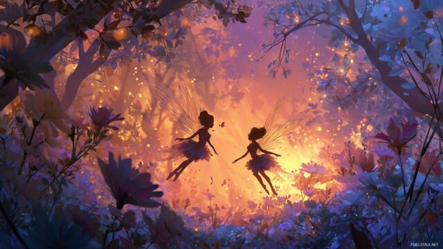 Fairy HD Wallpaper For Mac, Dreamy Fairies Flitting Through An Enchanted Meadow At Sunset