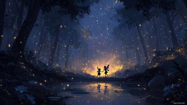 Fairy Wallpaper Free Download, Charming Fairies Playing With Fireflies Under A Sparkling Night