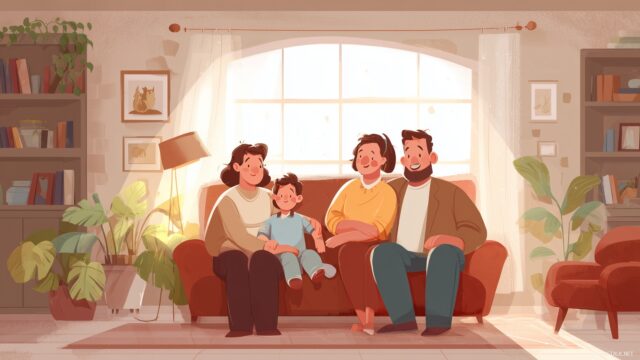 Family HD Background, A Cozy Living Room Filled With Happy Family Moments And Warm Tones