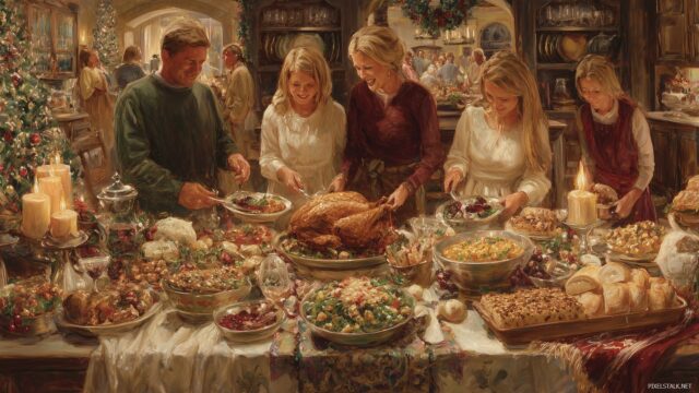 Family High Resolution Background, A Holiday Gathering Around A Beautifully Set Dining Table Adorned With Delicious Dishes