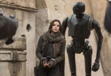 Felicity Jones And K 2SO Scene In Rogue One Wallpaper