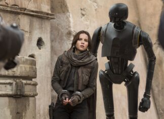Felicity Jones And K 2SO Scene In Rogue One Wallpaper