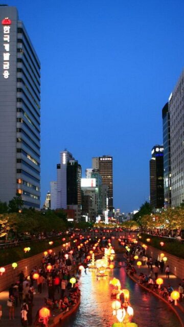 Festive Lanterns Light Up Seoul Stream South Korea Wallpapers