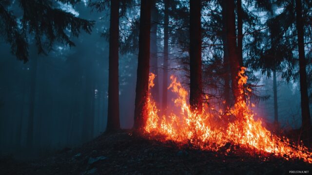 Fire Wallpaper For Desktop, A Scenic Visualization Of Fire Rapidly Blazing In A Forest, Capturing The Raw Energy Of Nature For Your Desktop