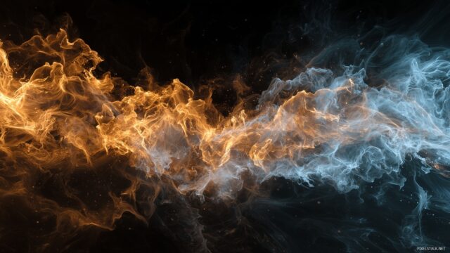 Fire High Resolution Desktop Wallpaper, An Ethereal Display Of Fire Elements Intertwined With Smoke Effects, Forming A Stunning Backdrop For A Desktop Wallpaper