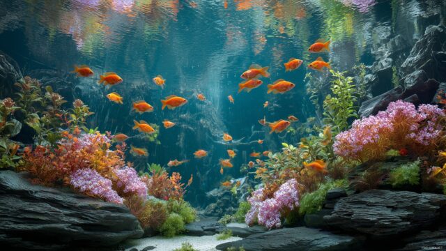 Fish Tank Background HD, Tranquil Scenic View Of Fish Swimming Gracefully In A Colorful Tank