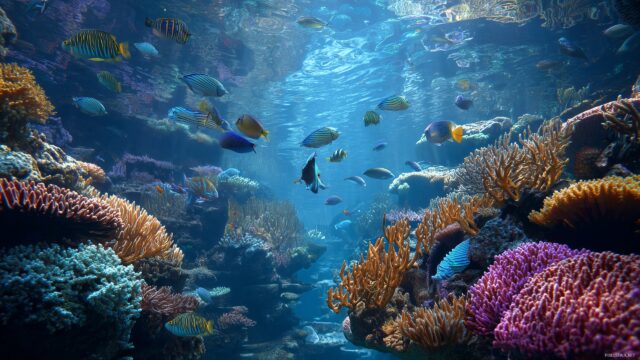 Fish Tank Background Free Download, Serene Underwater World Featuring Exotic Species And Coral Formations