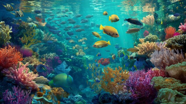 Fish Tank Desktop Background Ultra HD, Mesmerizing Underwater Display Featuring An Assortment Of Fish